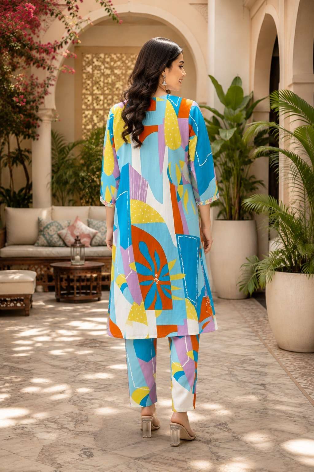 MULTI COLOUR ATTRACTIVE RAYON SLUB 2 PCS SET CORD SET WHOLESALER SHOP